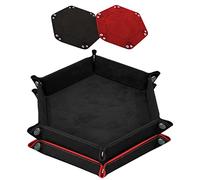 SIQUK 2 Pièces Piste de Dés Cuir PU et Velours Plateau de des Pliable pour DND RPG Jeux de Table, Noir et Rouge