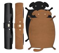 SIQUK 2 Pièces Plateau à Dés Chien Piste de des Pliable Cuir PU Tapis de Dés Dice Tray Mat pour DND RPG (Chameau, Noir)