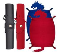 SIQUK 2 Pièces Plateau à Dés Dragon Piste de des Pliable Cuir PU Tapis de Dés Dice Tray Mat pour DND RPG (Bleu, Rouge)