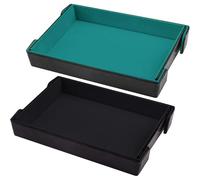 SIQUK 2 Pièces Plateau de Dés Magnétique Piste de Dés Pliable Rectangulaire Dice Tray pour DND RPG Jeux de Table (Cyan, Noir)
