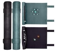 SIQUK 2 Pièces Tapis de Dés Pliable Plateau à Dés et Sac à des Tapis de des en Cuir avec Fermeture éclair et Pochette pour DND RPG (Cyan, Noir)