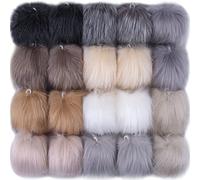 SIQUK 20 Pièces Fausse Fourrure Pompon Fausse Fourrure Boule Fourrure Pom Pom avec Boucle Élastique pour Chapeaux Bonnet Porte Clef Écharpes Gants Sacs Accessoires, 10 Couleurs