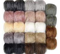 SIQUK 24 Pièces Pompon Fausse Fourrure Pompon Balle Fausse Fourrure Boule pour Porte Clef Bonnet, 12 Couleur