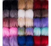 SIQUK 30 Pièces Pompon Fourrure Fausse Fourrure Boule pour Bonnet Porte Clef, 15 Couleurs