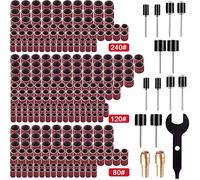 SIQUK 345 Pièces Tambour de Poncage Ensemble avec 330 Pièces Tambour de Poncage, 12 Pièces Tambour Mandrinet, 2 Pièces Mandrin à Serrage Automatique et 1 Pièces Clé pour Dremel Outils Rotatifs