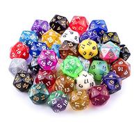 SIQUK 35 Pièces Dés Polyédriques Jeu de Dés 20 Faces Multicolore Dés pour DND RPG et Enseignement des Mathématiques avec Pochettes Gratuites