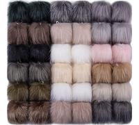 SIQUK 36 Pièces Pompon Fourrure Fausse Fourrure Boule Pompon Ball pour Bonnet Porte Clef Décoration, 18 Couleurs