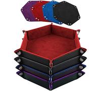 SIQUK 4 Pièces Piste de Dés 4 Couleurs Hexagone Cuir PU et Velours Plateau pour des pour DND et RPG
