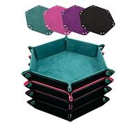 SIQUK 4 Pièces Piste de Dés Cuir et Velours Plateau de des Pliable pour DND RPG Jeux de Table, Cyan, Pêche, Violet et Noir