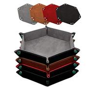 SIQUK 4 Pièces Piste de Dés Cuir et Velours Plateau de des Pliable pour DND RPG Jeux de Table (Gris, Chameau, Rouge, Noir)