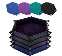 SIQUK 4 Pièces Piste de Dés Cuir et Velours Plateau de des Pliable pour DND RPG Jeux de Table (Noir, Cyan, Violet, Bleu Royal)