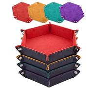 SIQUK 4 Pièces Piste de Dés Cuir et Velours Plateau de des Pliable pour DND RPG Jeux de Table (Orange, Jaune, Cyan, Violet)