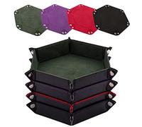 SIQUK 4 Pièces Piste de Dés Cuir et Velours Plateau de des Pliable pour DND RPG Jeux de Table (Vert Foncé, Violet, Rouge, Noir)