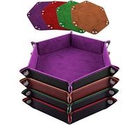 SIQUK 4 Pièces Piste de Dés Hexagone Cuir PU et Velours Plateau à Dés Pliable pour DND RPG, 4 Couleurs