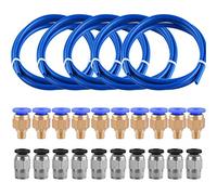 SIQUK 5 Pièces PTFE Bleu Téflon Tube(1 mètres) et 10 Pièces Raccords PC4-M6 avec 10 Pièces Raccords PC4-M10 pour Imprimante 3D Filament de 1,75 mm