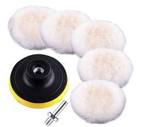 SIQUK 5 Pièces Tampon de Laine pour Polir 150mm Tampon de Polissage Voiture avec Adaptateur pour Auto Polissage Voiture