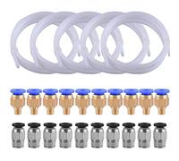 SIQUK 5 pièces Tube en téflon PTFE (1 mètres) avec 10 pièces Raccord rapide PC4-M6 et 10 pièces Raccord pneumatique droit PC4-M10 Push to Connect pour imprimante 3D Filament de 1.75mm