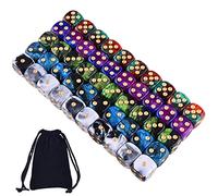 SIQUK 50 pièces dés à 6 Faces, 5 Couleurs à Deux Tons, avec dés en Coin Arrondi (Pochettes dorées) pour Jouer à des Jeux comme Tenzi, Farkle, Yahtzee, Bunco ou l'enseignement des mathématiques