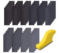 SIQUK 50 Pièces Papier de Verre avec Blocs de Ponçage Papier Abrasif Grain 120/180/240/320/400/800/1000/1200/2000/3000 Feuilles Abrasives pour Poncage