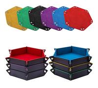 SIQUK 6 Pièces Piste de Dés Plateau de des Pliable Cuir et Velours Piste Dés Pliant pour DND RPG Jeux de Table (Rouge, Bleu, Violet, Noir, Vert, Jaune)