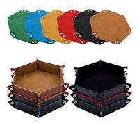 SIQUK 6 Pièces Piste de Dés Plateau de des Pliable Cuir et Velours Piste Dés Pliant pour DND RPG Jeux de Table (Camel, Noir, Rouge, Jaune, Bleu, Vert)