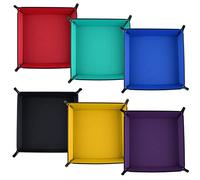 SIQUK 6 Pièces Plateau à Dés en Cuir PU Plateau à Rouler pour Porte Pliantes pour Les Jeux de Dés comme RPG, DND et Autres Jeux de Table, 6 Couleurs