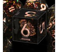 SIQUK 7 Pièces Dés DND 7 Die Polyédriques Dés D4 D6 D8 D10 D12 D20 D% Jeu de des Polyédriques pour Donjons et Dragons D&D RPG MTG (Noir & Rouge, Cuivre)