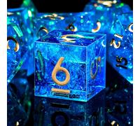 SIQUK 7 Pièces Dés DND 7 Die Polyédriques Dés D4 D6 D8 D10 D12 D20 D% Jeu de des Polyédriques pour Donjons et Dragons D&D RPG MTG (Bleu & Or)