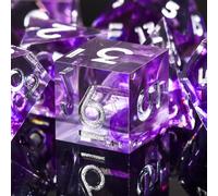 SIQUK 7 Pièces Dés DND 7 Die Polyédriques Dés D4 D6 D8 D10 D12 D20 D% Jeu de des Polyédriques pour Donjons et Dragons D&D RPG MTG (Noir & Violet, Argent)