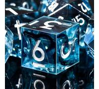 SIQUK 7 Pièces Dés DND 7 Die Polyédriques Dés D4 D6 D8 D10 D12 D20 D% Jeu de des Polyédriques pour Donjons et Dragons D&D RPG MTG (Bleu & Noir, Argent)