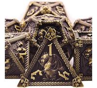 SIQUK 7 Pièces Dés Jeu de Role Métal Dés Polyédriques Métal Jeu de Dés D20 D12 D10 D% D8 D6 D4 pour RPG Donjons et Dragons, Bronze