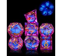 SIQUK 7 Pièces Dés Liquid Core Dés Polyédriques Lumineux Jeu de Dés Dés DND Koi Fish D4 D6 D8 D10 D12 D20 D% pour DND RPG MTG