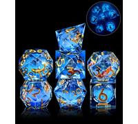 SIQUK 7 Pièces Dés Liquid Core Dés Polyédriques Lumineux Jeu de Dés Dés DND Koi Fish D4 D6 D8 D10 D12 D20 D% pour DND RPG MTG