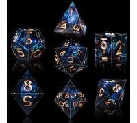SIQUK 7 Pièces Dés Polyédriques 7 Die Dés D4 D6 D8 D10 D12 D20 D% Jeu de Dés Polyédriques pour Donjons et Dragons DND RPG MTG, Étoile Noire