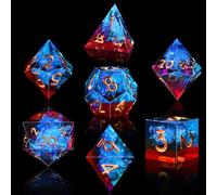 SIQUK 7 Pièces Dés Polyédriques 7 Die Dés D4 D6 D8 D10 D12 D20 D% Jeu de Dés Polyédriques pour Donjons et Dragons DND RPG MTG, Rouge Flamme & Bleu Glace