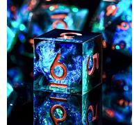 SIQUK 7 Pièces Dés Polyédriques 7 Die Dés D4 D6 D8 D10 D12 D20 D% Jeu de Dés Polyédriques pour Donjons et Dragons DND RPG MTG, Noir & Bleu