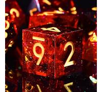 SIQUK 7 Pièces Dés Polyédriques 7 Die Dés D4 D6 D8 D10 D12 D20 D% Jeu de Dés Polyédriques pour Donjons et Dragons DND RPG MTG, Rouge Flamme