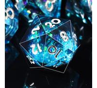 SIQUK 7 Pièces Dés Polyédriques Dés Liquid Core D4 D6 D8 D10 D12 D20 D% Jeu de Dés Polyédriques pour DND RPG MTG, Bleu & Noir