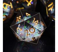 SIQUK 7 Pièces Dés Polyédriques Dés Liquid Core D4 D6 D8 D10 D12 D20 D% Jeu de Dés Polyédriques pour DND RPG MTG, Noir