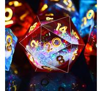 SIQUK 7 Pièces Dés Polyédriques Dés Liquid Core D4 D6 D8 D10 D12 D20 D% Jeu de Dés Polyédriques pour DND RPG MTG, Rouge Flamme & Bleu Glacier
