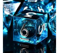 SIQUK 7 Pièces Dés Polyédriques Dés Liquid Core D4 D6 D8 D10 D12 D20 D% Jeu de des pour DND RPG MTG, Bleu & Noir, Argent