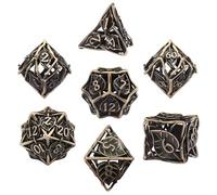 SIQUK 7 Pièces Jeu de Dés DND, Dés Polyédriques Creux Dés Métal D4/D6/D8/D10/D12/D20/D% Dice pour Donjons et Dragons RPG D&D (Bronze Antique)