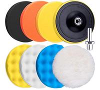SIQUK 9 Pièces Éponge de Polissage 130mm avec Adaptateur - Kit pour Auto Polissage Voiture