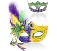 SIQUK Couple Masquerade Masks Set Venetian Party Mask Costume Mask