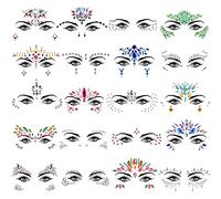 SIQUK - Lot de 20 bijoux de visage avec cristaux pour le visage, les festivals, les fêtes de carnaval
