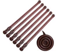 SIQUK Lot de 6 Tringles Extensibles sans Perçage Tringles de Rideau pour Penderie Salle de Bains Cuisine (Grain de Bois, 30-50cm)