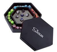 SIQUK Piste de Dés Double Face Hexagon Plateau de Dés Pliable en Cuir PU et Velvet avec Couvercle pour Arena Rolling Dice Games comme RPG, DND et Autres Jeux de Table, Gris