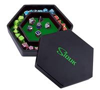 SIQUK Plateau à dés Boîte à dés Hexagonale Double Face avec Cuir PU Pliable, avec Couvercle, pour Jeux de Table RPG DND et Autres Jeux de Table, Velours de Haute Qualité,Vert