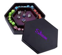 SIQUK Plateau à dés Boîte à dés Hexagonale Double Face avec Cuir PU Pliable,Velours de Haute Qualité, avec Couvercle, pour Jeux de Table RPG DND et Autres Jeux de Table,Violette