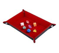 SIQUK Plateau à dés de Double Face, Rectangle Pliant en Cuir PU et Piste à dés en Velours Bordeaux pour donjons et Dragons DG de Jeux de dés D & D et Autres Jeux de Table